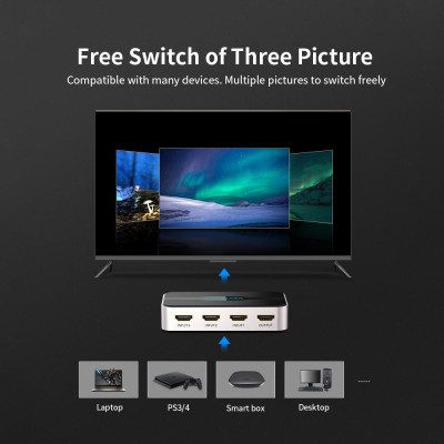 Bộ chuyển đổi VENTION.Bộ chia HDMI 3 trong 1 với 4K Full HD 1080P Điều khiển từ xa IR 