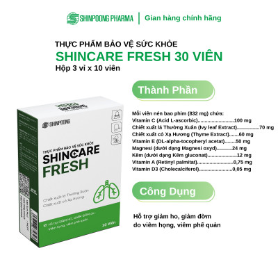 [Hộp 30 viên] Viên Uống SHINCARE FRESH - Hỗ trợ giảm ho, giảm đờm do viêm họng, viêm phế quản - SHINPOONG PHARMA