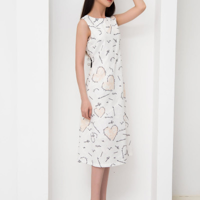 Đầm Kate Xô Sát Nách Cổ Tròn Dáng Suông Họa Tiết Maxivic, La Mộc - LM92104