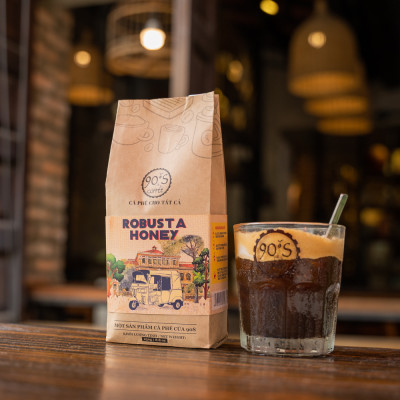 Cà Phê Robusta Honey Rang Xay Nguyên Chất - 90S Coffee Vietnam - 100% Cà Phê Sạch Cao Cấp