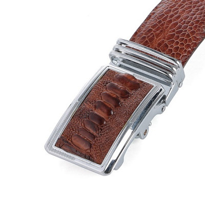 Thắt Lưng Nam Da Đà Điểu Trơn Huy Hoàng HT4412 - Nâu Đỏ