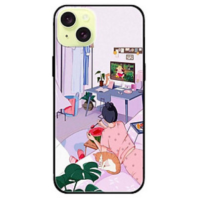 Ốp lưng dành cho Iphone 15 - Iphone 15 Plus - Iphone 15 Pro - Iphone 15 Pro Max - Cô Gái Nằm Ăn Dưa - Hàng Chính Hãng
