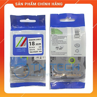 Nhãn In TZ2-FX241 - Đen nền trắng 18mm x 8m - Dùng cho máy in BROTHER - AIMO - PUTY [Hàng nhập khẩu]