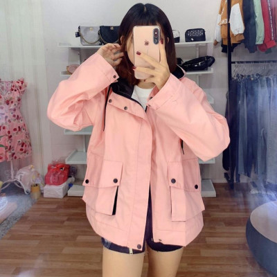 Áo khoác nữ Áo khoát nữ kaki chống nắng Túi Hộp Nắp Xéo xinh xinh xinh xinh-A159