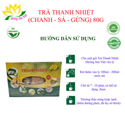 TRÀ THANH NHIỆT (CHANH + SẢ + GỪNG) HỘP 80G - HƯƠNG SEN VIỆT