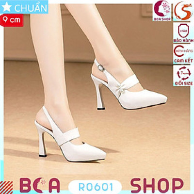 Giày cao gót nữ mũi nhọn 9p RO601 ROSATA tại BCASHOP thiết kế độc đáo với 2 viên trai nhân tạo sang chảnh bên hông