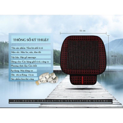 Bộ Tựa Lưng Và Lót Ghế Ô Tô Có Hạt Gỗ Masage Hàng Cao Cấp Đủ Mầu