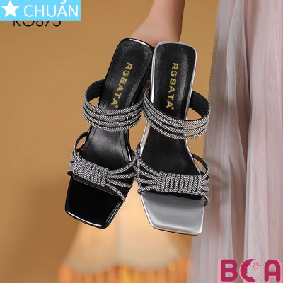 Sandal nữ hở mũi cao 6 phân RO675 ROSATA tại BCASHOP quai ngang đính kim sa phong cách sang trọng và quyến rũ