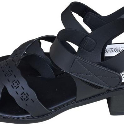 Giày sandal nữ Trường Hải gót vuông 4cm màu đen đế cao su mềm dẻo chống trơn thời trang cao cấp XDN235