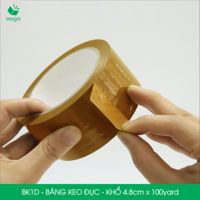 BK1D -  Băng Keo Đục - 4.8cm - Block 6 cuộn/kg - Bộ 12 cuộn băng dính đục đóng thùng hộp carton