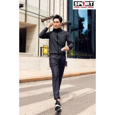 Bộ quần áo khoác gió nam thể thao AM MWS004 Sport1 có mũ, bo tay và gấu áo, siêu nhẹ, không nhăn nhàu