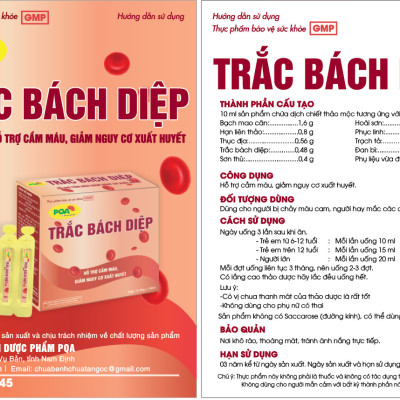Trắc Bách Diệp PQA Hỗ Trợ Cầm Máu Dùng Cho Người Bị Chảy Máu Cam Hay Mắc Các Chứng Xuất Huyết Hộp 10 Ống