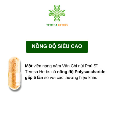 Viên Nấm Vân Chi núi Phú Sĩ TERESA HERBS hỗ trợ tăng cường đề kháng và hệ miễn dịch (Lọ 60 viên)