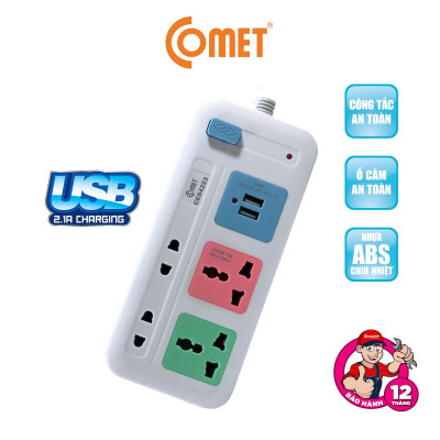 Ổ cắm đa năng Comet có USB công suất cao 2500W chịu nhiệt bảo hành 1 đổi 1