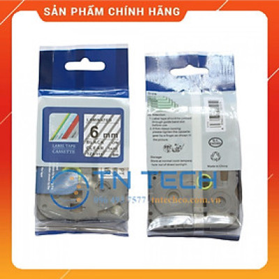 Nhãn In Tz2-111 - Đen nền trong 6mm x 8m - Dùng cho máy in BROTHER - AIMO - PUTY [Hàng nhập khẩu]