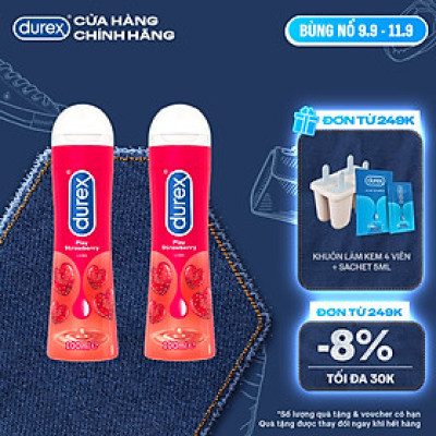 Bộ 2 Gel bôi trơn Durex Play Strawberry hương dâu 100ml/chai