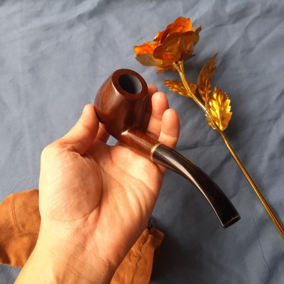 Tẩu thuốc gỗ mun cao cấp sang trọng ( tặng kèm túi vải đựng tẩu)