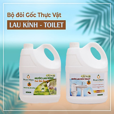 Combo Sản Phẩm Gốc Thực Vật TLB1 Peace Mass Nước Cọ Toilet 3.6 lít + Nước Lau Kính 3.6 lít (Thuộc nhóm Sản phẩm Lành tính / Hữu cơ/ Sinh học)