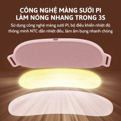 Máy chườm nóng hỗ trợ giảm đau bụng kinh PUHA, có 5 mức nhiệt, Pin 3600MAH , sạc UBS, món quà ý nghĩa tặng người yêu
