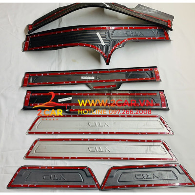 Ốp bậc cửa, nẹp bước chân, chống trầy bậc cốp Carbon xe Honda City 2021-2022 vân cacbon đẹp