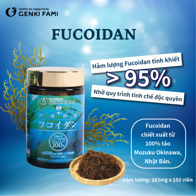 Fucoidan Okinawa Genki Fami Nhật Bản Tăng Cường Đề Kháng, Hạn Chế Oxi Hóa, Hỗ Trợ Người Bệnh Ung Bướu Hộp 150 Viên