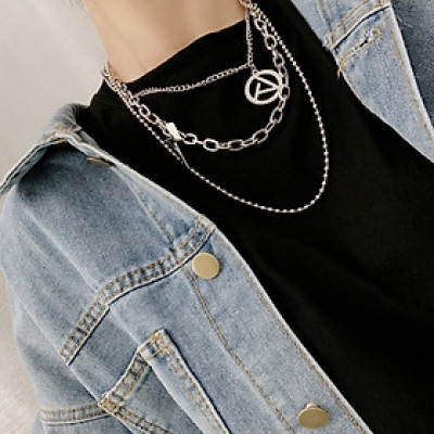 Vòng cổ nam nữ titan 3 lớp ngẫu hứng tia set phối đồ cá tính