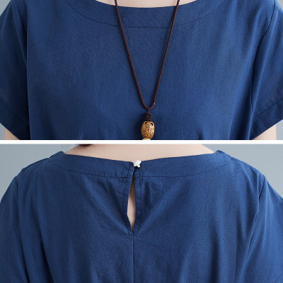 Đầm bầu suông linen cổ tròn ngắn tay mặc hè, chất linen tự nhiên mềm mát Haint Boutique B84