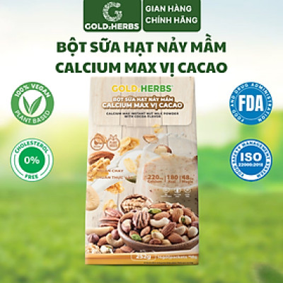 Bột sữa hạt nảy mầm Calcium Max vị cacao GoldzHerbs – 14 gói/ 500g