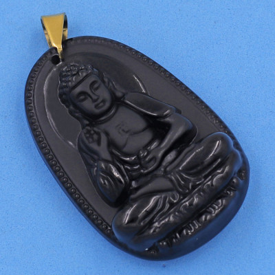 Mặt Phật A Di Đà thạch anh đen 5cm 