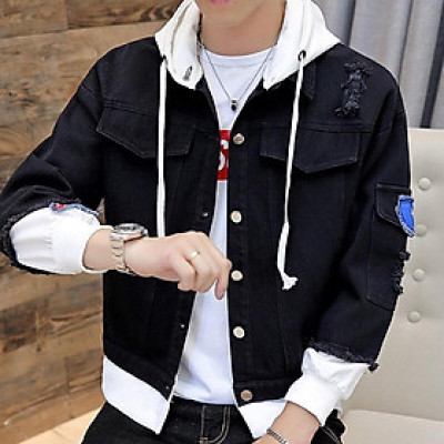 Áo khoác nam đẹp phối nón nỉ màu đen rất hot hàng bao chất-A3104