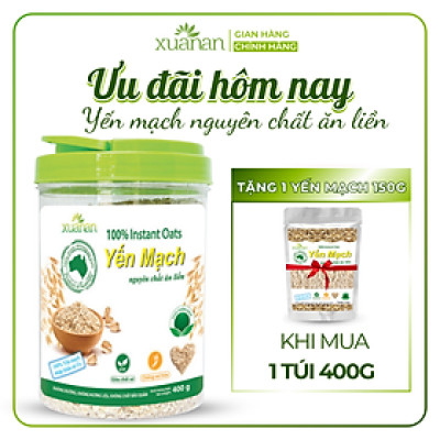 Yến Mạch Nguyên Chất Ăn Liền Xuân An [ko đường] Hộp 400G(Tặng Kèm 1 Túi Yến Mạch 150G)