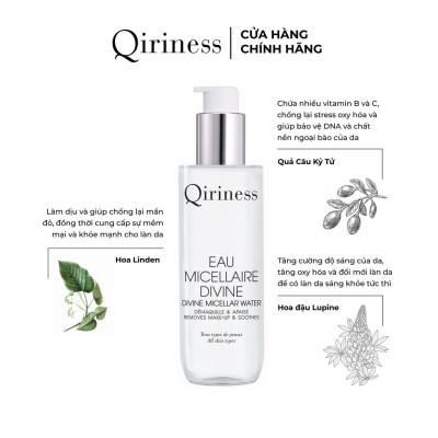 Dung dịch làm sạch và tẩy trang cho da nhạy cảm nguồn gốc thiên nhiên Qiriness Divine Micellar Water 200ml