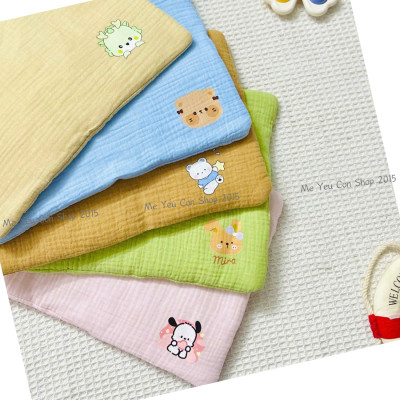 [Sơ Sinh] Gối Phẳng Xô Muslin Màu Mềm, Mỏng, Thoáng Khí Cho Bé - GỐI MỎNG PHÙ HỢP CHO BÉ MỚI SINH