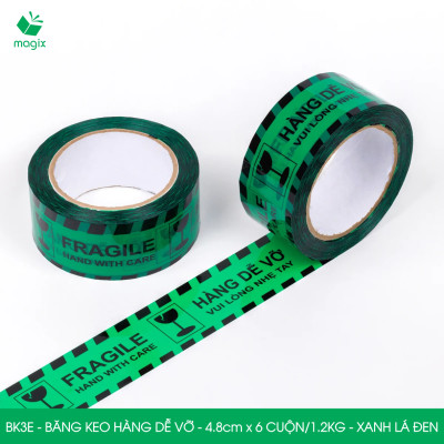 BK3E - Băng keo HÀNG DỄ VỠ màu xanh lá đen khổ 4.8 cm - Băng dính niêm phong - 1 cuộn
